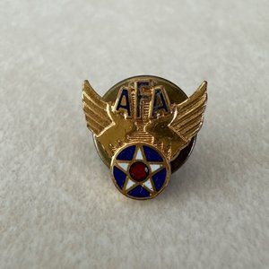 U.S. Air Force Association AFA gold tone blue red enamel tie tack lapel pin